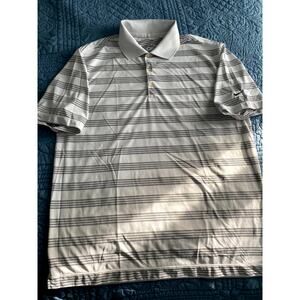 Mens Nike Golf Polo  Size Large Gray Stripes Pre Owned